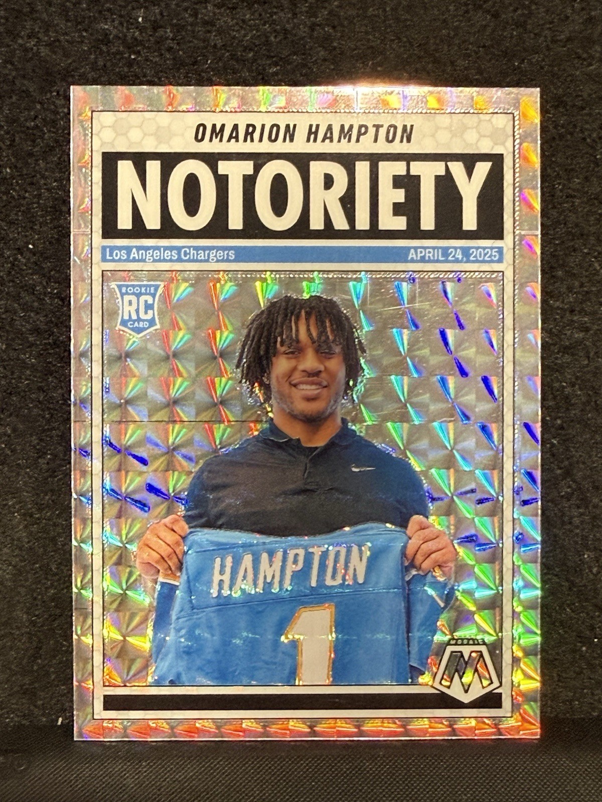 2025 Panini Mosaic Omarion Hampton #20 Notoriety (RC) Silver Mosaic Prizm