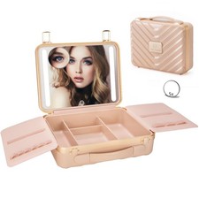 Makeup Case with LED Lighted Mirror, 11.5''x 8.7'' Portable Travel Makeup Org...