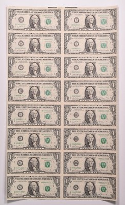 Lot (16) 1981 $1 New York NY FRN Green Seal Uncut Sheet *8155
