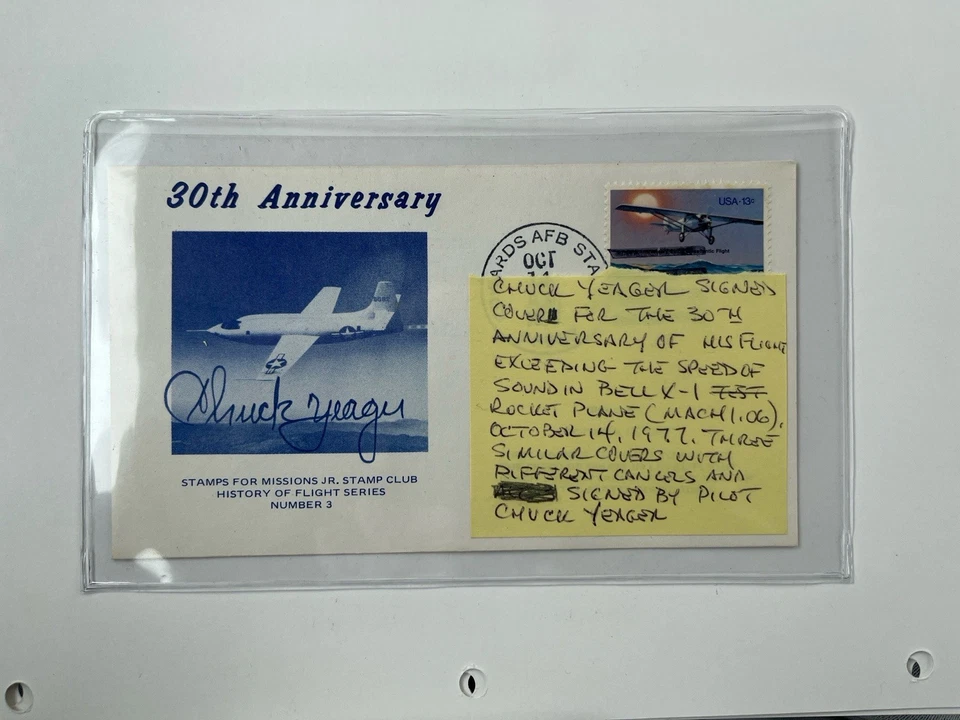 4 autógrafos de astronauta de la NASA John Glenn, Chuck Yeager, Ken Mattingley, John Bull Foto 4 de 4