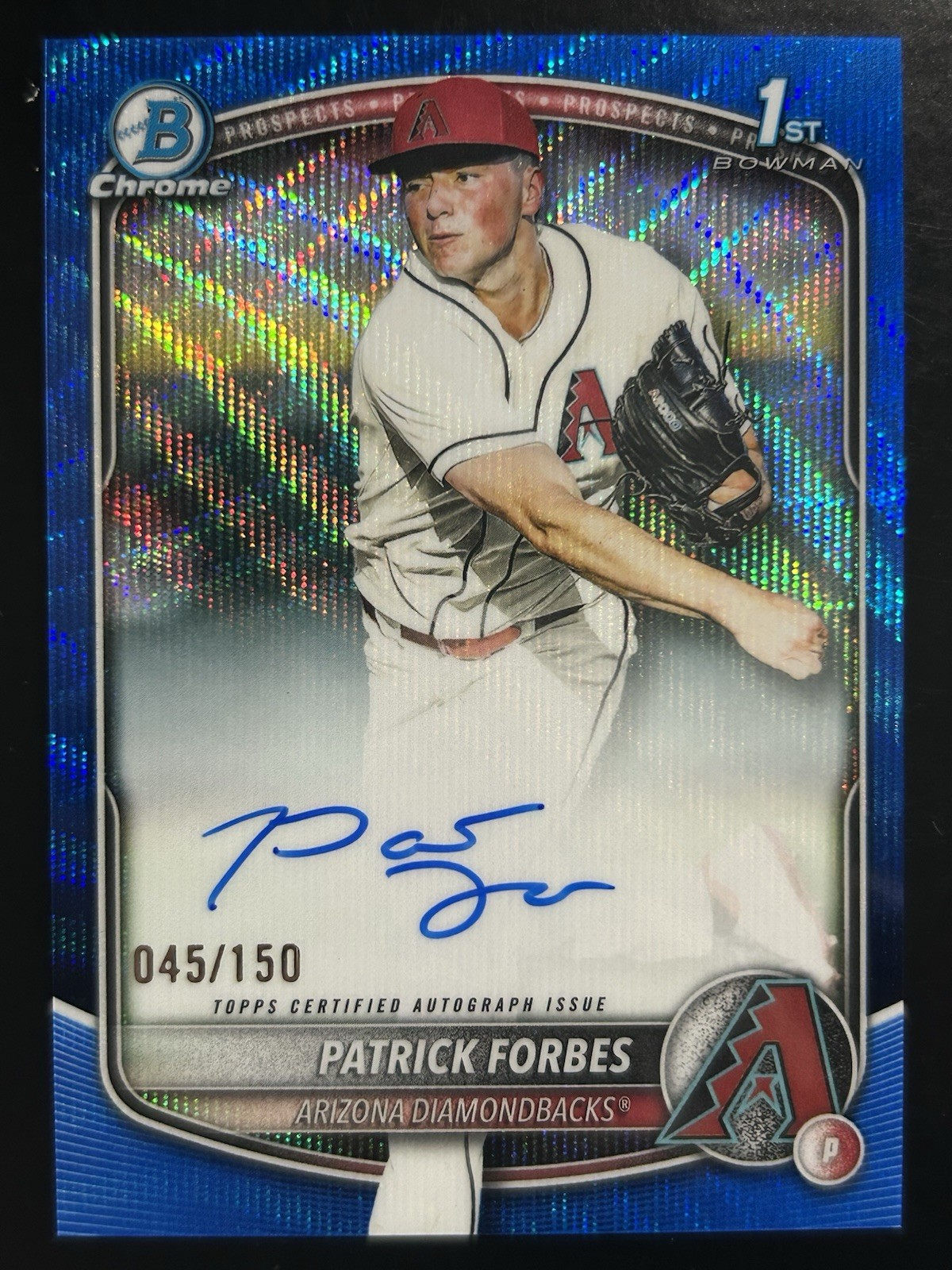 2025 Bowman Draft Patrick Forbes Chrome Auto Blue Wave Refractor 1st #/150