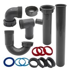 1 1/2" J Bend Sink Drain Trap Plumbing Kit P Trap Replacement for Kitchen