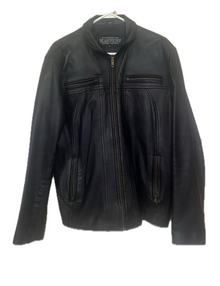 The Leather Shop Western Australia Biker Jacket Good Used Condition 