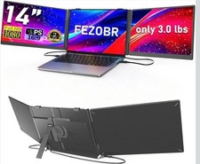 14" Triple Laptop Screen Extender, 1080P Ultra-Slim Portable MonitorPlug  Play