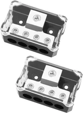 2PCS 4 Way Power Distribution Block,0/2/4 AWG Gauge in 4/8/10 Out,Amp... 