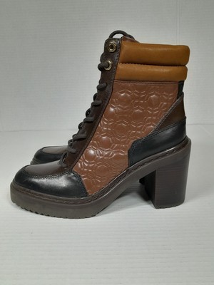 Louise et Cie Vampa Lace-Up Boot Brown Tan Black Sz 5 M WOMEN 