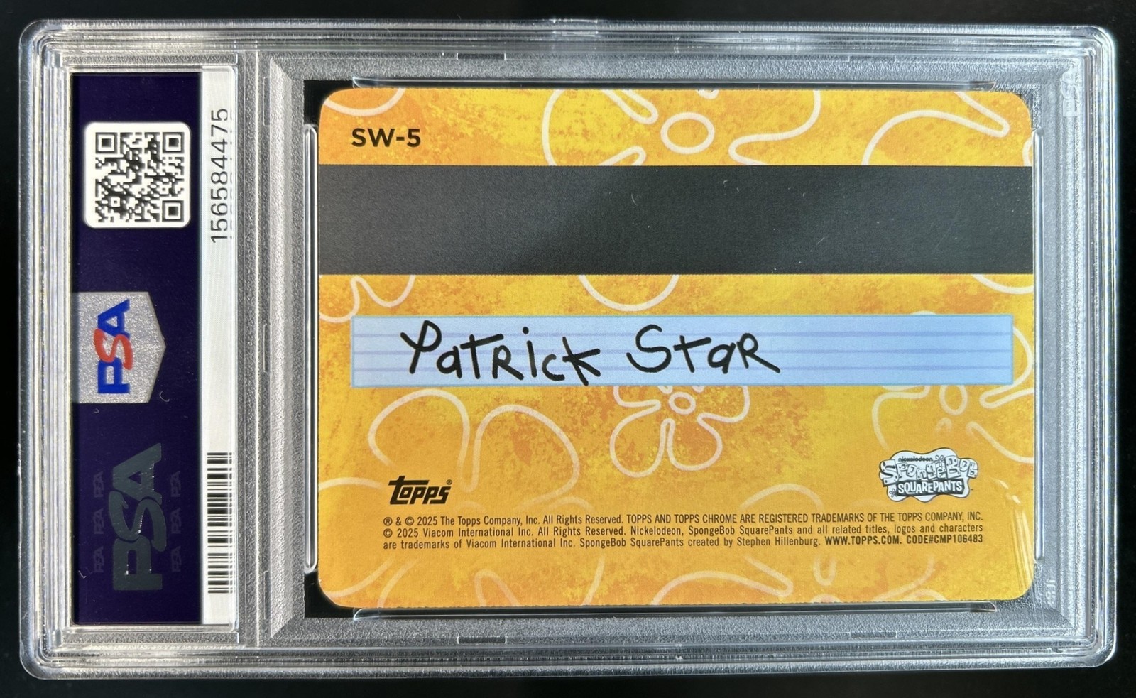 2025 Topps Chrome SpongeBob Patrick's Fishing License Wallet #/99 PSA 9 view 2