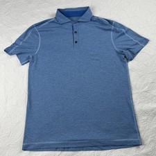 Lululemon Mens Evolution Short Sleeve Polo Shirt Blue Heathered Golf Sz Large