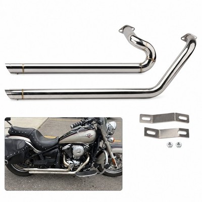 Chrome Exhaust Pipes System For Kawasaki Vulcan 900 VN900 Classic Custom 2006-25