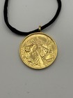 Itzchak Tarkay WOMAN IN HAT Signed Gold Medallion Necklace Pendant — photo 2