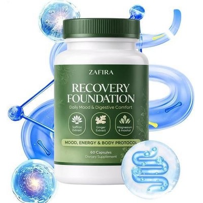 Zafira Recovery Foundation Mood & Digestive Support Energy & Gut 60 Capsules 