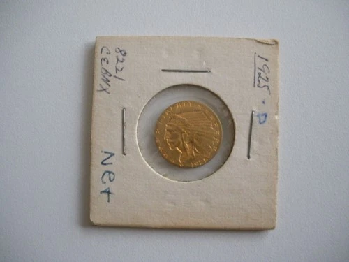 US 1925D Gold $2 1/2 Dollars Indian Head Coin-Circulated