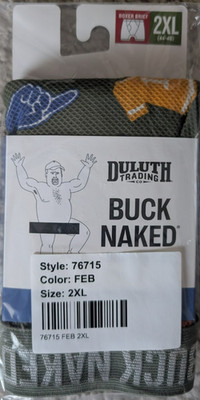 Duluth Trading Buck Naked Boxer Briefs Mens 2XL (44-46) Football Pattern