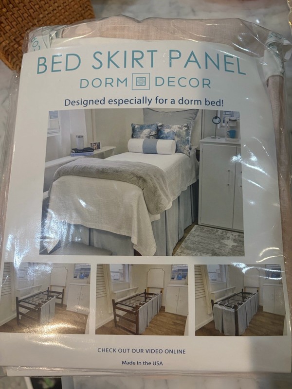 Dorm Decor Twin XL Bed Skirt Panel Light Pink Linen Machine Washable Made USA