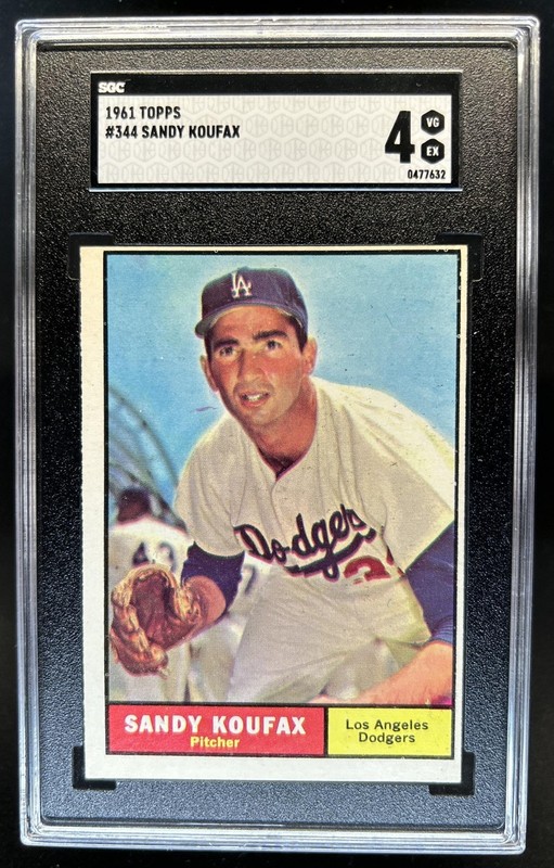 1961 Topps Sandy Koufax #344 Dodgers SGC 4