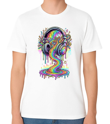 T-Shirt bunte Kopfhörer Musik DJ Festival Audio Grafik Tee
