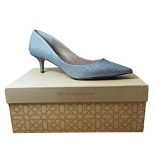 Jewel Badgley Mischka Silver Glitter Pointed Toe Kitten Heel Pumps 9