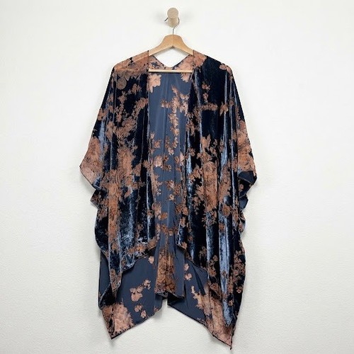 Lovestitch Moody Floral Velvet Burnout Kimono Cardigan Fairy Grunge Festival OS