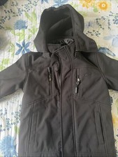 Snozu Jacket Youth Boys Size 5/6 Black Full Zip Hood Winter Coat