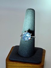 Ring Women's 3 Carat Moissanite .925 Sterling Silver Plated Six-Prong Size 9.5