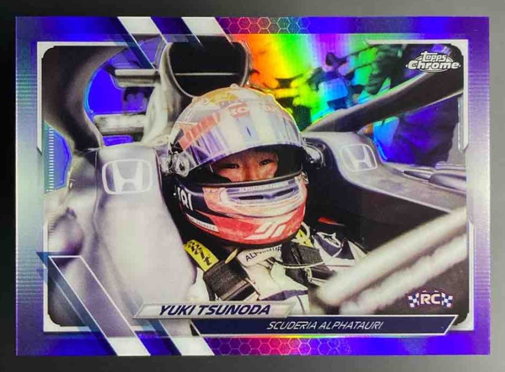 2021 Topps Chrome Formula 1 Yuki Tsunoda #37 Purple Refractor 145 