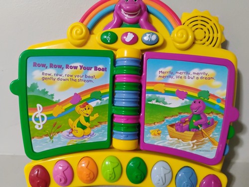 Vintage Barney der Dinosaurier musikalische Kinderreime Klavier Buch Spielzeug FUNKTIONIERT - Bild 7 von 14
