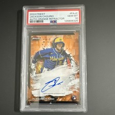 2024 Topps Finest Jackson Chourio Orange Refractor Rookie Auto #FA-JC /25 PSA 10