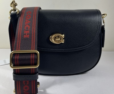 COACH / ショルダーバッグ/レザー/PUP/CA094 COACH CA094 Willow Flap Medium Black Leather Saddle Crossbody Bag