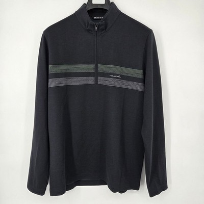 Travis Mathew Upgraded 1/4 Zip Mens Large Black with Chest Stripe Golf 1MY351