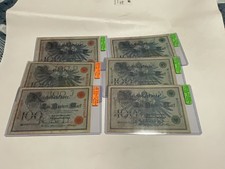 Germany 100 Mark 2 Note Set P-33,P-34 Red/Green Serial # s & Seals, 7-2-1908