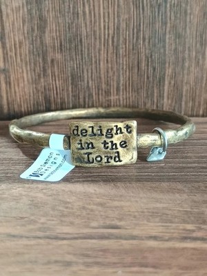 Bob Siemon Designs BSD Delight In The Lord Brass Tone Bangle Bracelet New