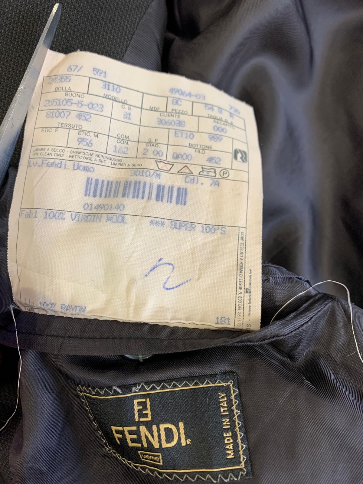 Fendi Roma Black Wool Blazer Jacket Men 44R US Made in Italy Vintage Designe#106 thumbnail 5