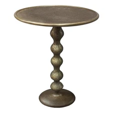 Shae 22 Inch Round Side End Table-Antique Brass Cast Aluminum