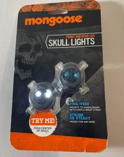 Mongoose Bike Skull LED Lights Set-Front & Rear, Strobe or Steady, Brand New