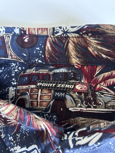Vintage Point Zero Woody Car Palm Tree Hawaiian Summer Short Sleeve Shirt M VGC - Picture 8 of 8