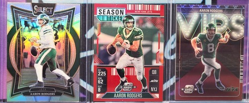 Aaron Rodgers 2024 3 Card Lot - Select Silver - Red Season Ticket - VIP CASE HIT