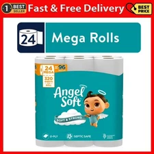 Angel Soft 2-Ply Toilet Paper, 24 Mega Rolls