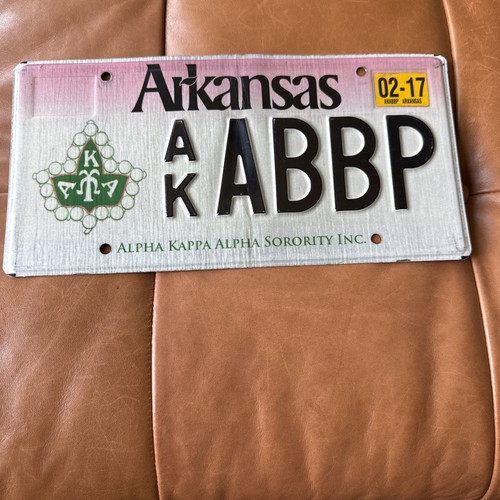 2017 Arkansas SORORITY License Plate ALPHA KAPPA ALPHA HBC # ABBP Vanity