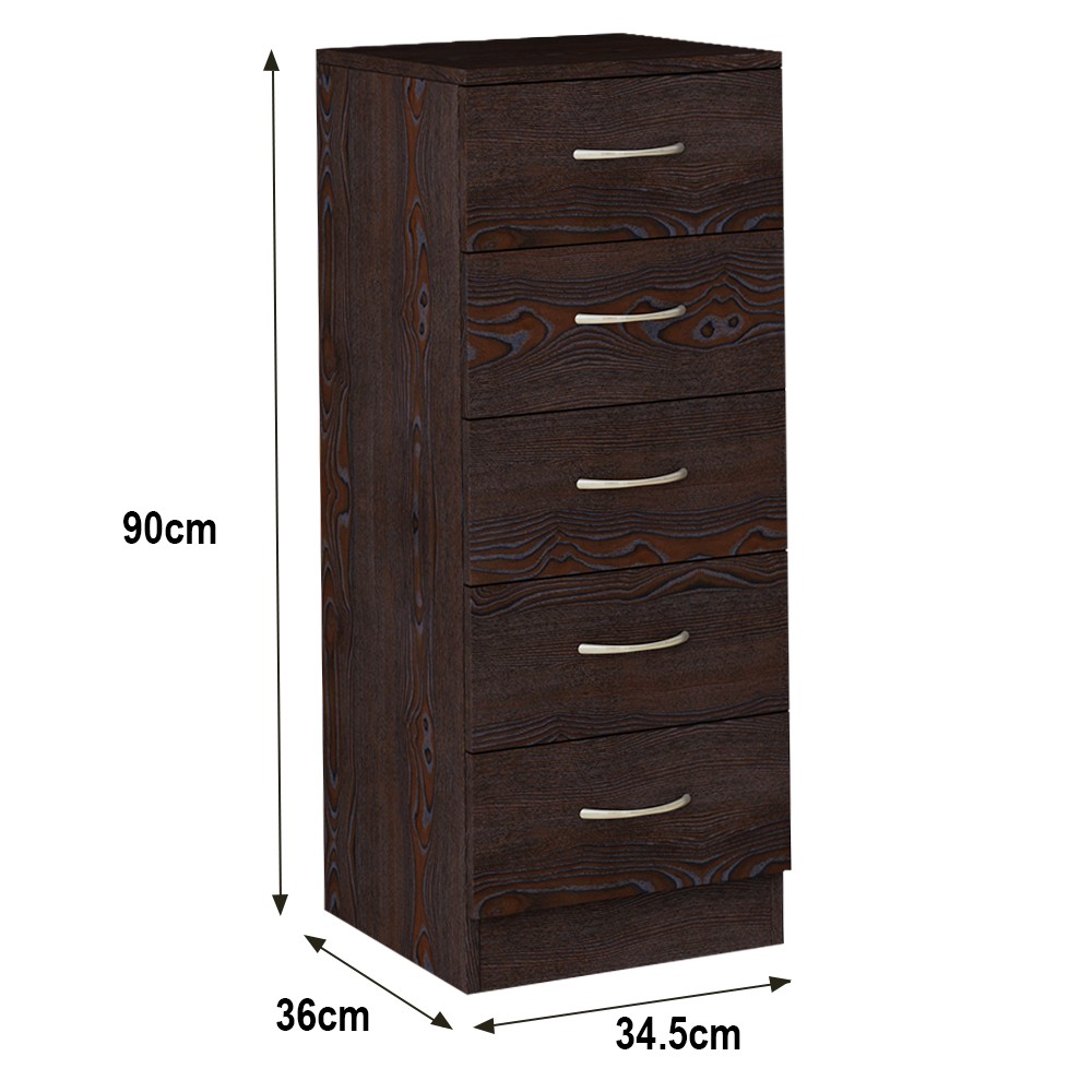 Kemtpase OAK 5 Drawers Narrow Chest Tall Dresser 5 Storage Drawers Chest Cabinet Furniture 27 5 Drawers Chest of Drawers Narrow Tall Cabinet Bedroom Hallway Storage Furniture
