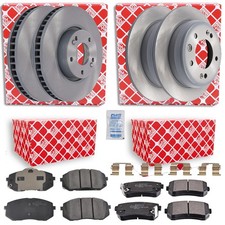 Febi Bremsscheiben + Beläge Vorne + Hinten passend für HYUNDAI ix35 LM,EL,ELH