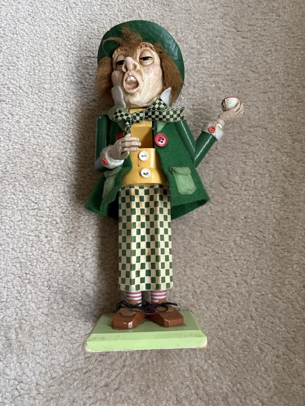 Lillian Vernon Unsigned Alice In Wonderland Mad Hatter Nutcracker, Preowned