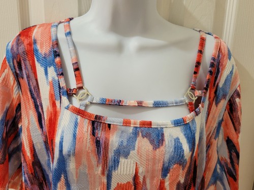 Est 1946 Casual Top Red White Blue Short Sleeve Hi Lo Hem Womens XL - Picture 3 of 13