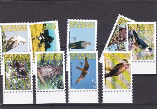 Burundi birds of prey mnh scarce set of 9 2009