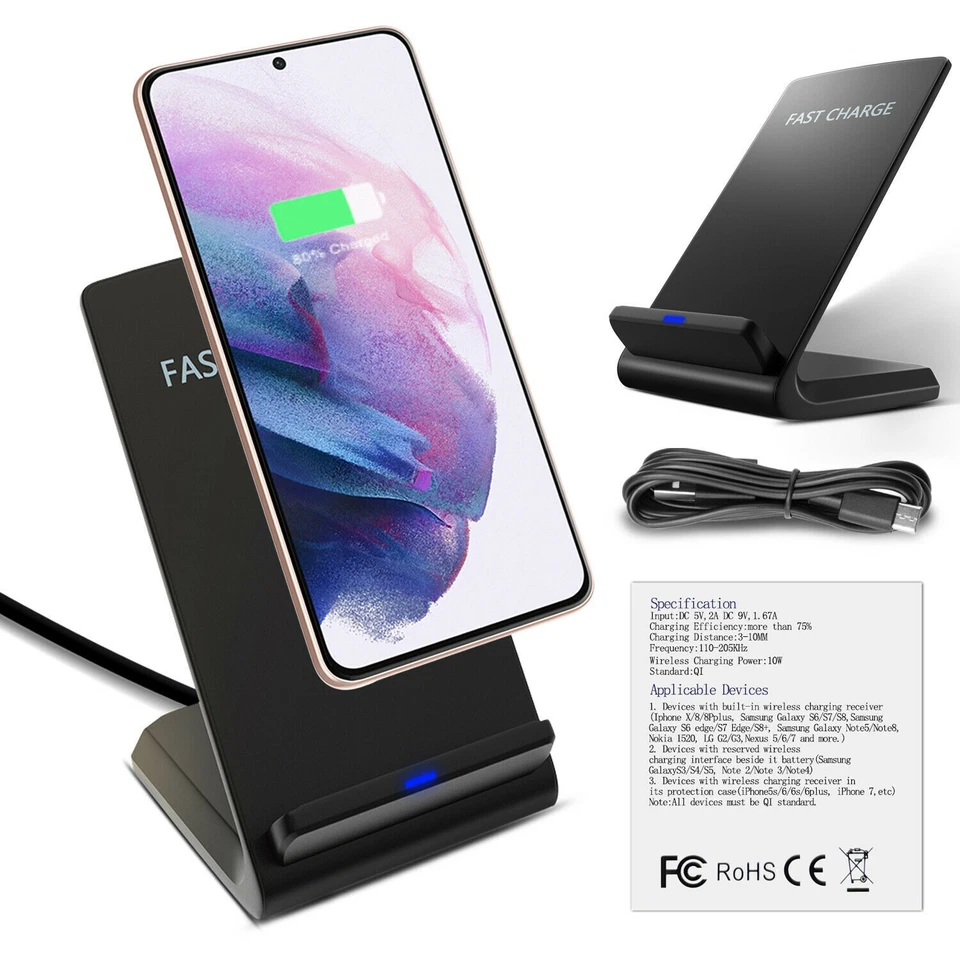 Universal Wireless Phone Charger Fast Charging Stand Dock/pad for Mobile Phones - Image 2 of 4