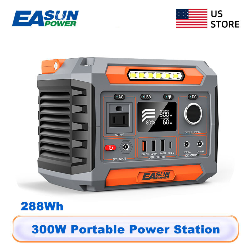 300W 286Wh Portable Power Station LiFePO4 Solar Generator for Camping  Outdoor