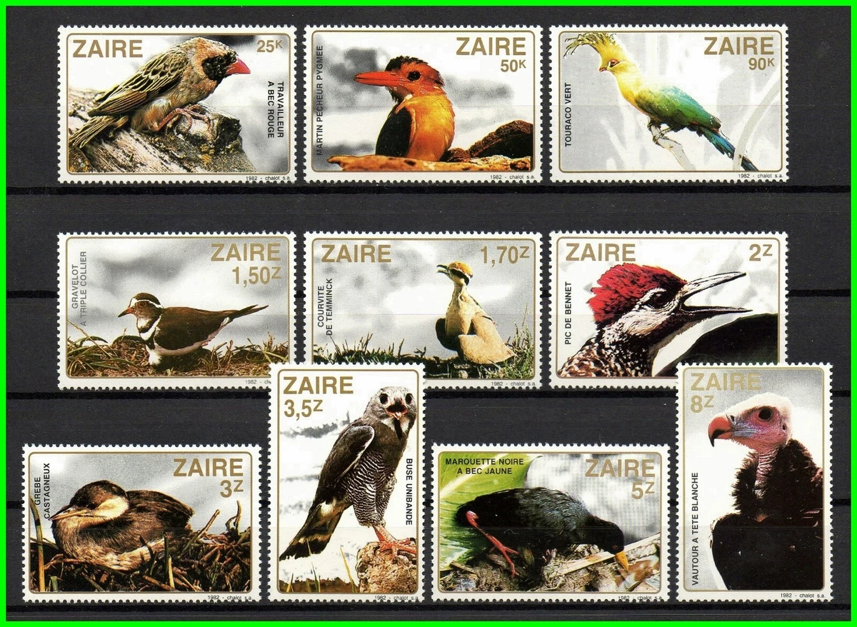 ZAIRE 1982 - COMPLETE SET BIRDS - MNH