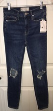 NWT Free People Womens 61855-16515125 Blue Denim Destroyed Skinny Jeans Sz 25