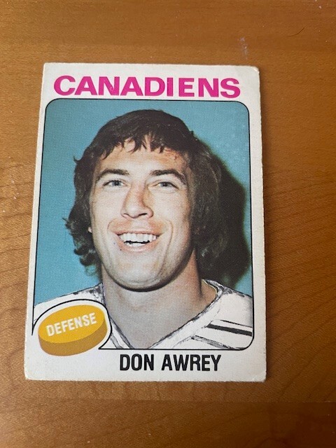 1975-76 O-Pee-Chee OPC set break #344 Don Awrey - Montreal Canadiens