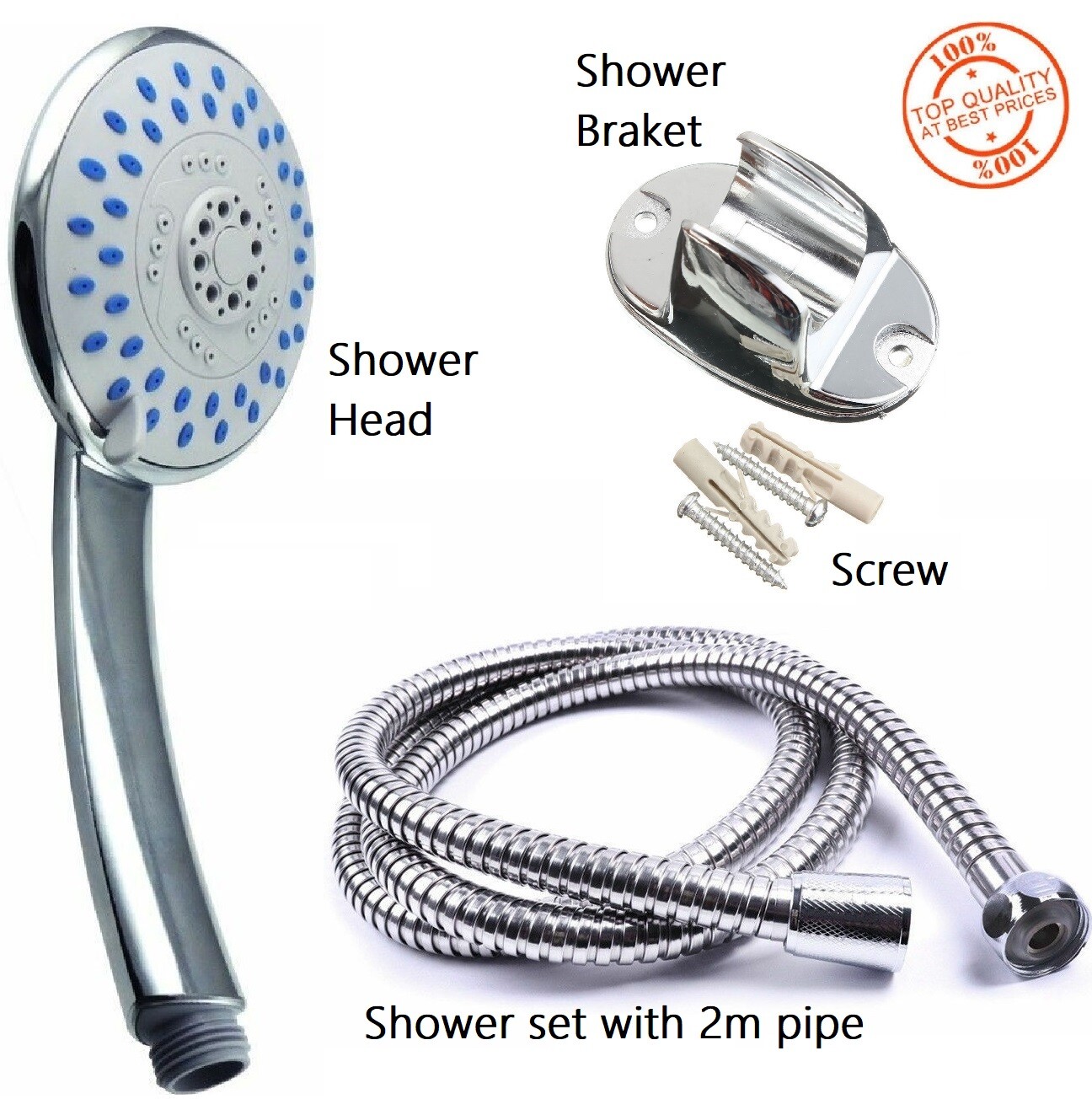 Shower Head And Hose Set Universal High Pressure Chrome Water Saving ...