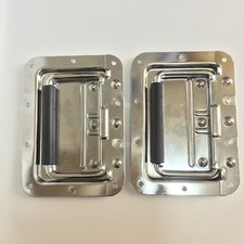 2 Pc Large Chrome Recessed Handles For ATA Flight Case Spring Loaded 176x127mm